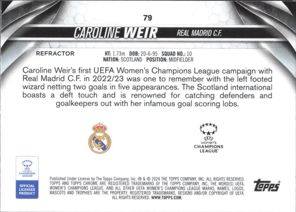 Topps Womens Chrome 2023-2024 Caroline Weir Champions League Card #79