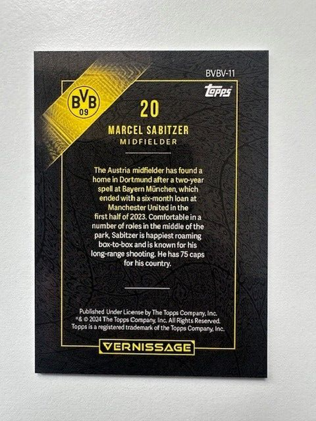 Topps Vernissage Borussia Dortmund 2023/24 Marcel Sabitzer Base Card - No.20