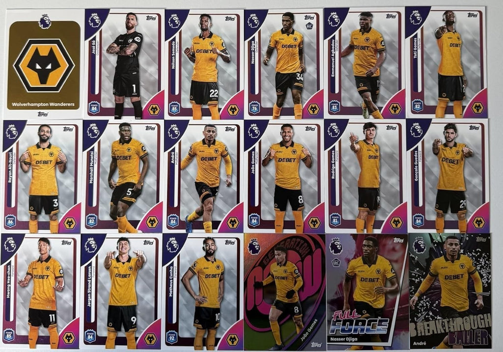 Topps Premier League 2026 Wolverhampton 18 Card Trading Card Base Team Set