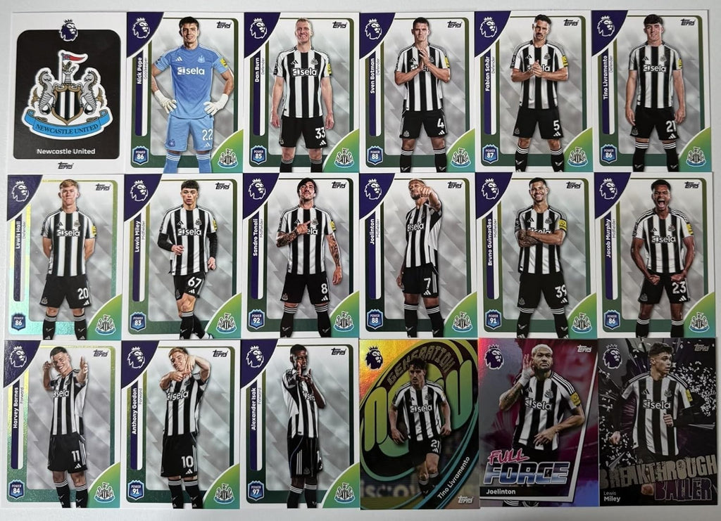 Topps Premier League 2026 Newcastle United 18 Card Trading Card Base Team Set