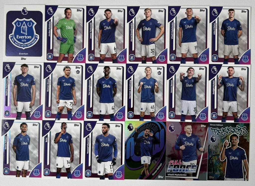 Topps Premier League 2026 Everton 18 Card Trading Card Base Full Force Team Set