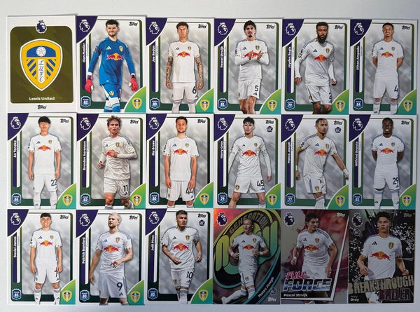 Topps Premier League 2026 Leeds United 18 Card Trading Card Base Full Team Set