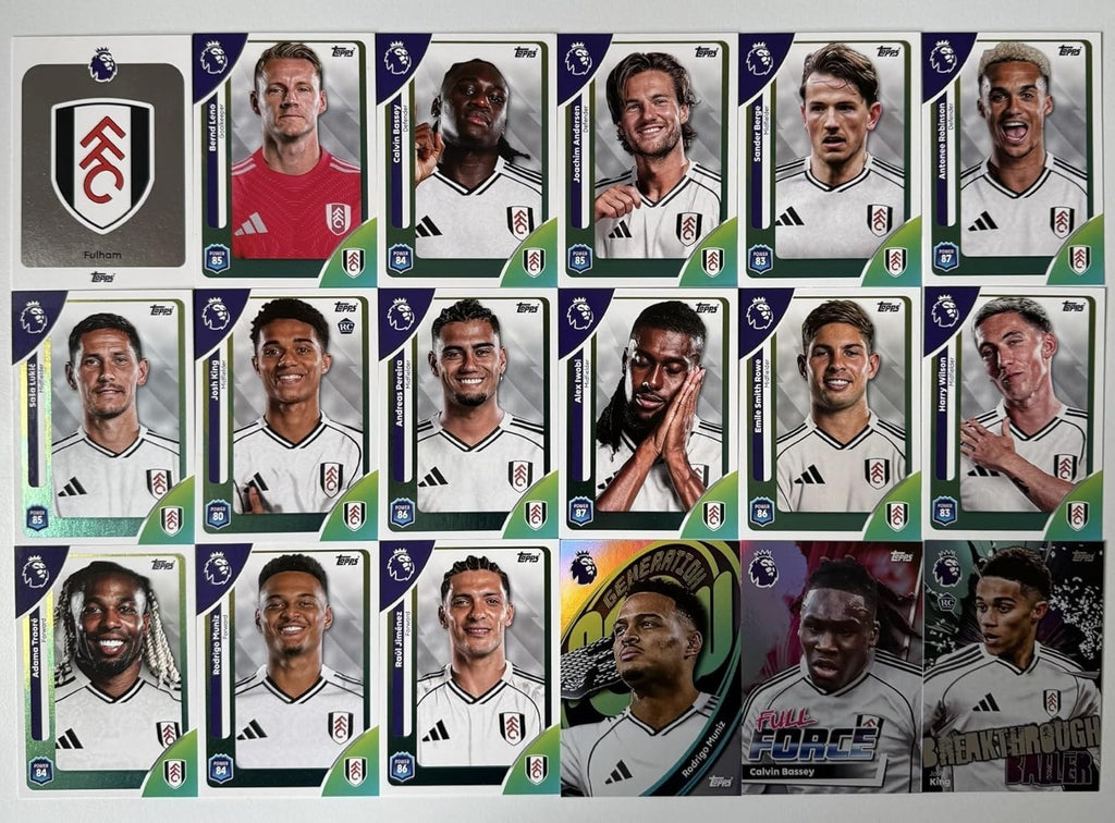 Topps Premier League 2026 Fulham 18 Card Trading Card Base Full Force Team Set