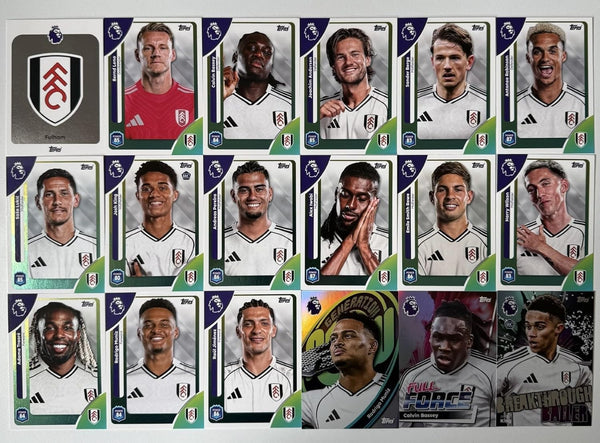 Topps Premier League 2026 Fulham 18 Card Trading Card Base Full Force Team Set