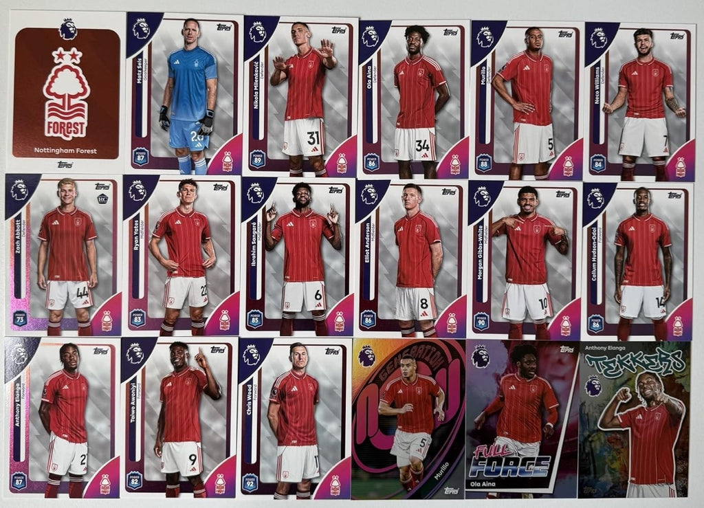 Topps Premier League 2026 Nottingham Forest 18 Card Trading Card Base Team Set