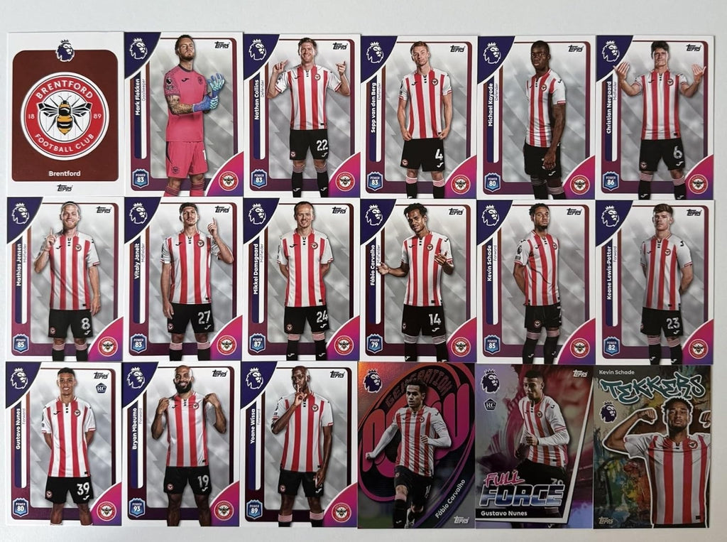Topps Premier League 2026 Brentford 18 Card Trading Card Base Force Team Set