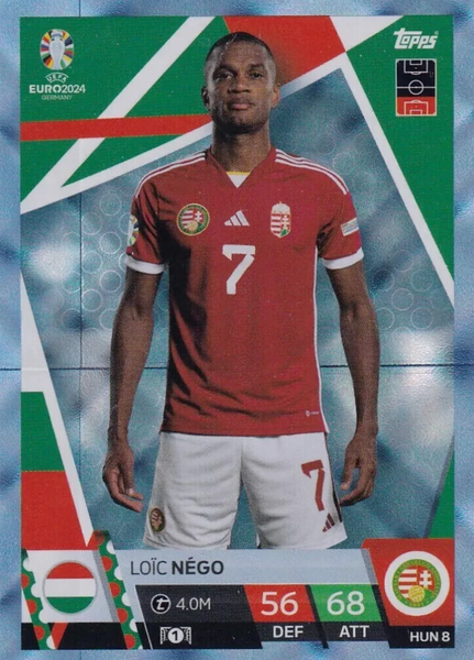 Match Attax Euro 2024 Loic Nego Hungary Crystal Parallel Blue Topps Card
