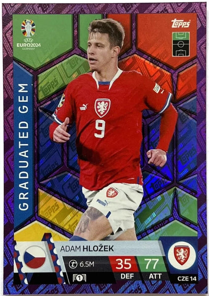 Match Attax Euro 2024 Adam Hlozek Czechia Crystal Purple Sapphire Parallel Card