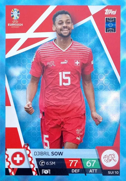 Match Attax Euro 2024 Djibril Sow Switzerland Crystal Parallel Blue Topps Card