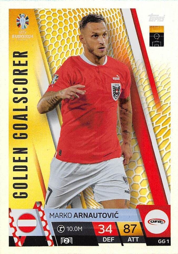 Match Attax Euro 2024 Marko Arnautovic Golden Goalscorer Topps UEFA Card
