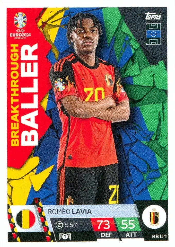 Match Attax UEFA Euro 2024 Update Romeo Lavia Belgium Breakthrough Ballers Topps