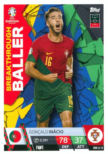 Match Attax UEFA Euro 2024 Update Goncalo Inacio Breakthrough Ballers Topps