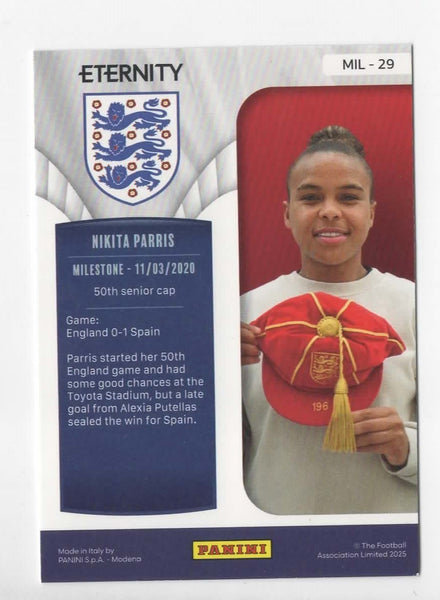 Panini Eternity Lionesses 2025 Nikita Parris England Milestone Green Card /50
