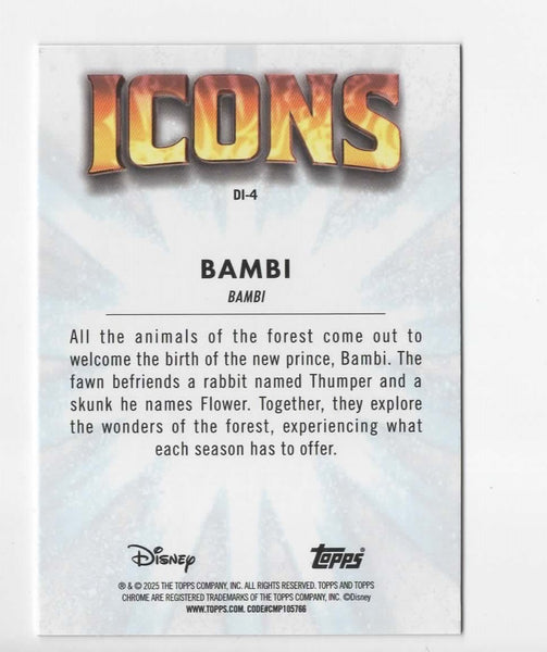 Topps Disney Chrome 2025 Icons Bambi Prince of the Forest Card DI-4