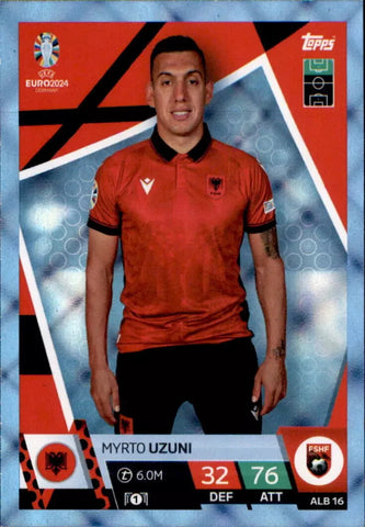 Match Attax Euro 2024 Myrto Uzuni Albania Crystal Parallel Blue Topps Card