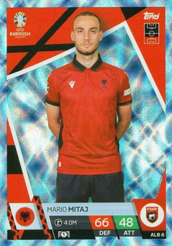 Match Attax Euro 2024 Mario Mitaj Albania Crystal Parallel Blue Topps Card #6