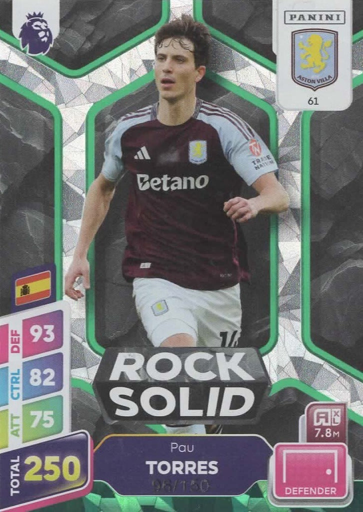 Panini Premier League Adrenalyn XL Plus 2025 Pau Torres Rock Solid Parallel /150