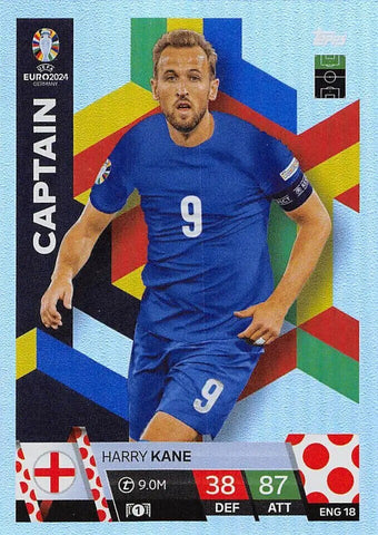Match Attax Euro 2024 Harry Kane England Captain UEFA Topps Card