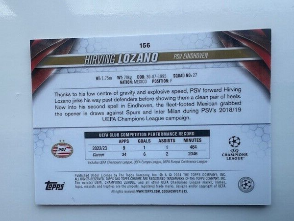 Topps Chrome Hobby UCC Club Competitions 2023/24 Hirving Lozano PSV Prizm