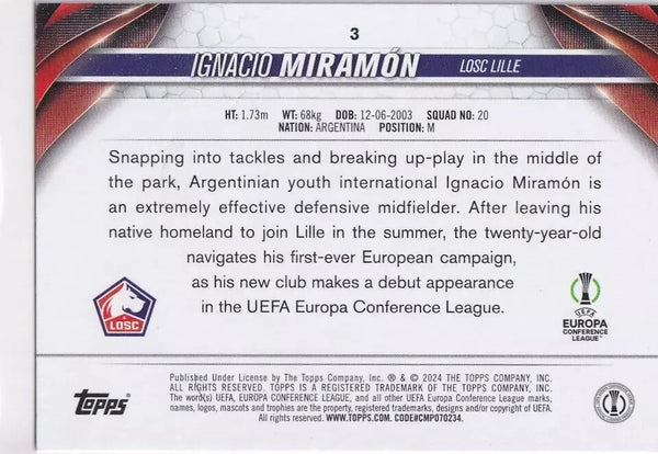 Topps Chrome Hobby UCC Club Competitions 23/24 Ignacio Miramon Lille Card No 3