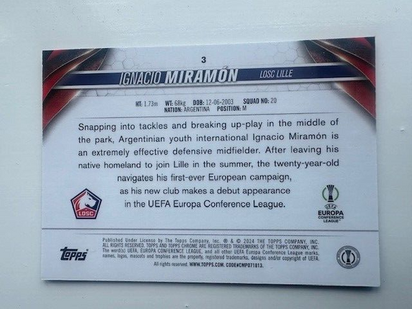 Topps Chrome Hobby Club Competitions 23/24 Ignacio Miramon Lille Parallel /199
