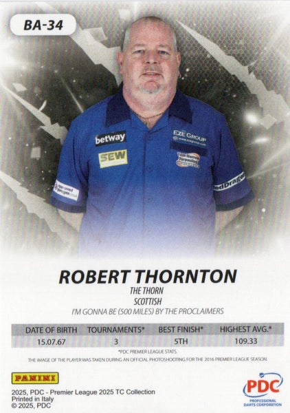 Panini PDC Premier League Darts 2025 Robert Thorton Pink Cracked Ice Card