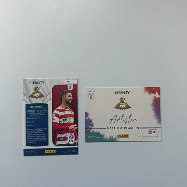 2x Doncaster Rovers Panini EFL Eternity 2026 Card Bundle Luke Molyneux Pearson