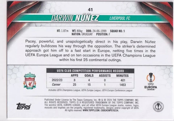 Topps Chrome Hobby UCC Club Competitions 23/24 Darwin Nunez Liverpool Card #41