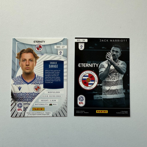 Panini EFL Eternity 2026 Reading FC 2 Card Bundle Charlie Savage Jack Marriott