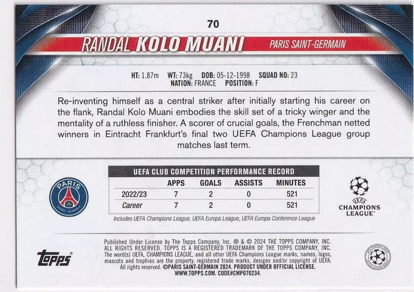 Topps Chrome Hobby UCC Champions League 2023/24 Randal Kolo Muani PSG Card #70