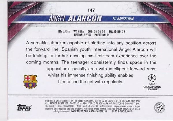 Topps Chrome Hobby UCC Club Competitions 23/24 Angel Alarcon Barcelona Card #147
