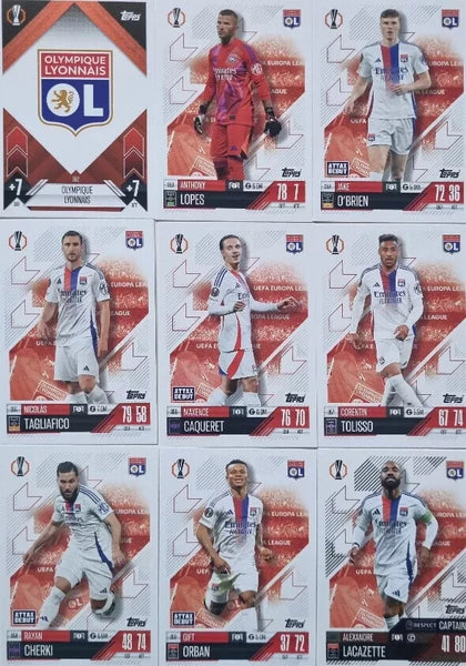 Topps Match Attax 2024/2025 24/25 Olympique Lyonnais Lyon Team Base Captain Set