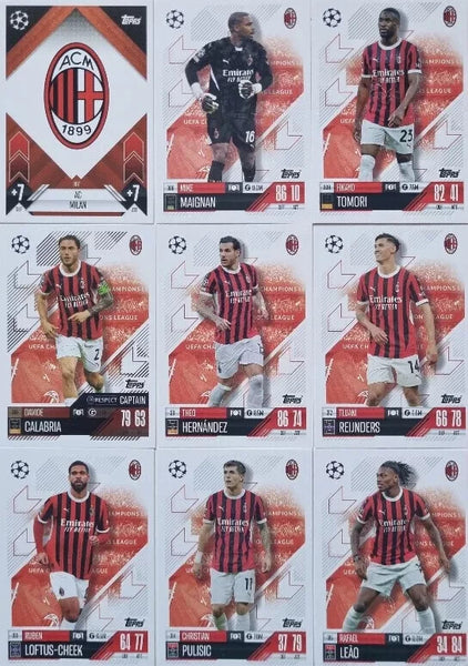 Topps Match Attax 2024/2025 24/25 AC Milan Full Team Base Captain Badge Set