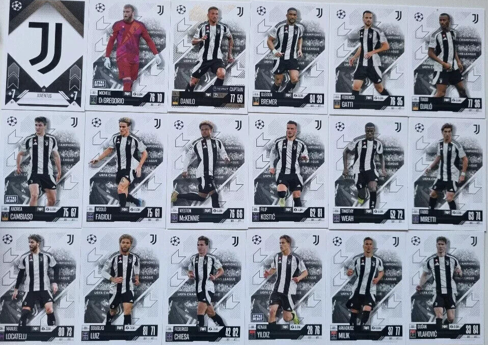Topps Match Attax 2024/2025 24/25 Juventus Full Team Base Captain Badge Set