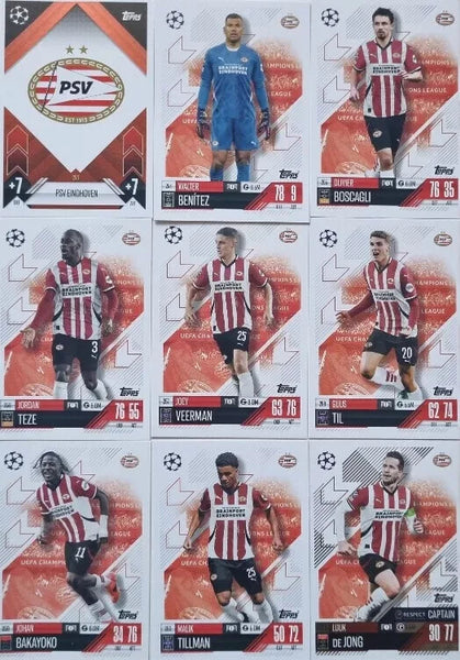 Topps Match Attax 2024/2025 24/25 PSV Eindhoven Full Team Base Captain Set