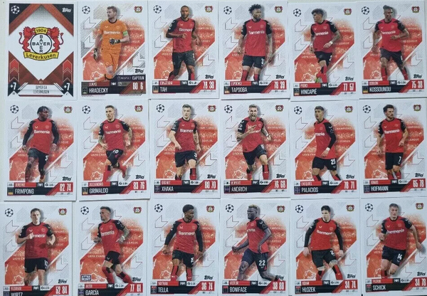 Topps Match Attax 2024/2025 24/25 Bayer 04 Leverkusen Full Team Base Captain Set