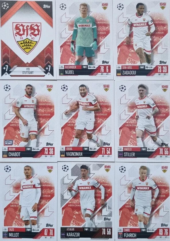 Topps Match Attax 2024/2025 24/25 VFB Stuttgart Full Team Base Captain Badge Set