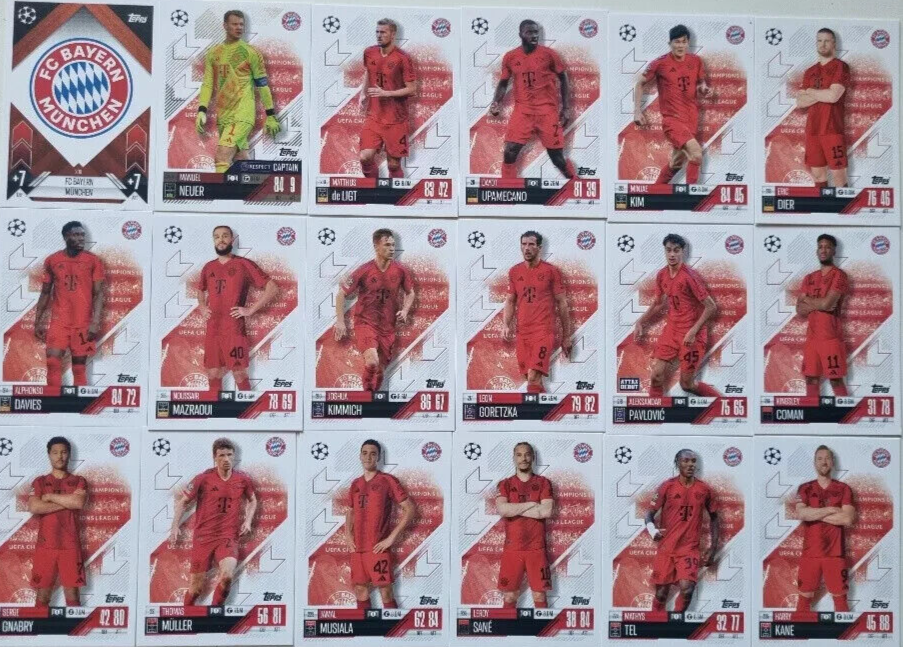 Topps Match Attax 2024/2025 24/25 Bayern Munich Full Team Base Captain Set