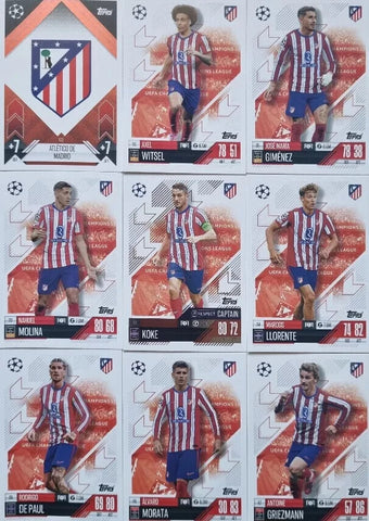 Topps Match Attax 2024/2025 24/25 Atletico De Madrid Full Team Base Captain Set