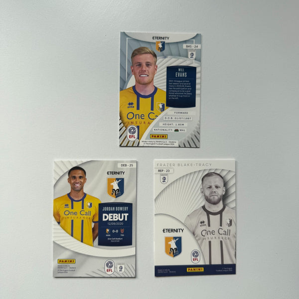Panini EFL Eternity 2026 Mansfield Town 3 Card Bundle Will Evans Jordan Bowery
