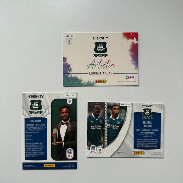 Panini EFL Eternity 2026 Plymouth Argyle 3 Card Bundle Tolaj Artistic Mumba