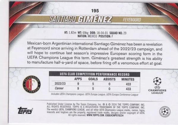 Topps Chrome Hobby UEFA Club Competitions 23/24 Santiago Gimenez Future Stars