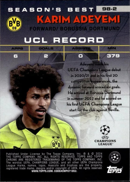 Topps Chrome Hobby UEFA Club Competitions 23/24 Karim Adeyemi Shooting Stars