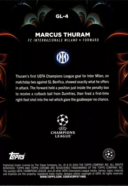 Topps Chrome Hobby UEFA Club Competitions 23/24 Marcus Thuram Inter Milan Golazo