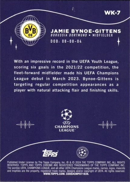 Topps Chrome Hobby UEFA Club Competitions 23/24 Jamie Bynoe-Gittens Wonderkids