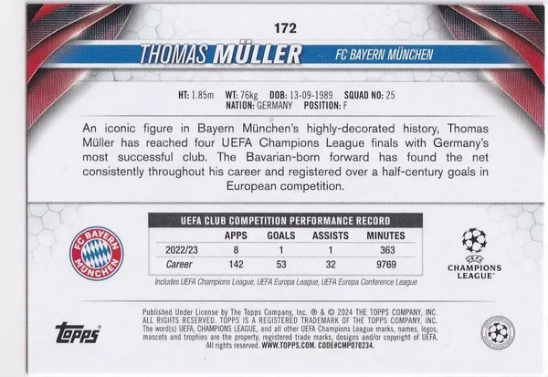 Topps Chrome Hobby UCC Champions League 23/24 Thomas Muller Bayern Munich Card
