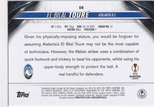 Topps Chrome Hobby UCC UEFA Champions League 23/24 El Bilal Toure Atlanta Card