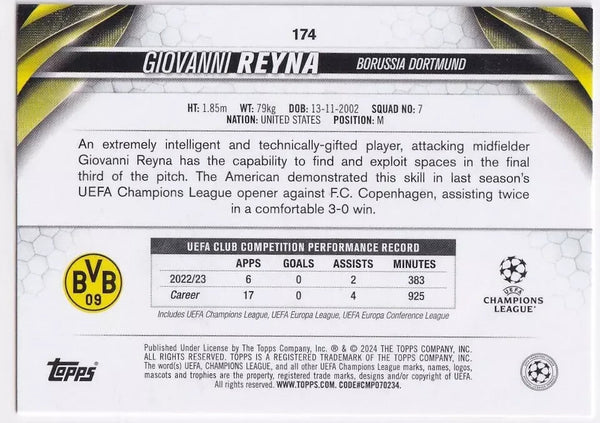 Topps Chrome Hobby UCC Champions League 23/24 Giovanni Reyna Borussia Dortmund