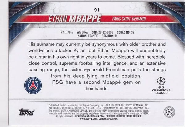 Topps Chrome Hobby UCC Champions League 23/24 Ethan Mbappe Paris Saint-Germain