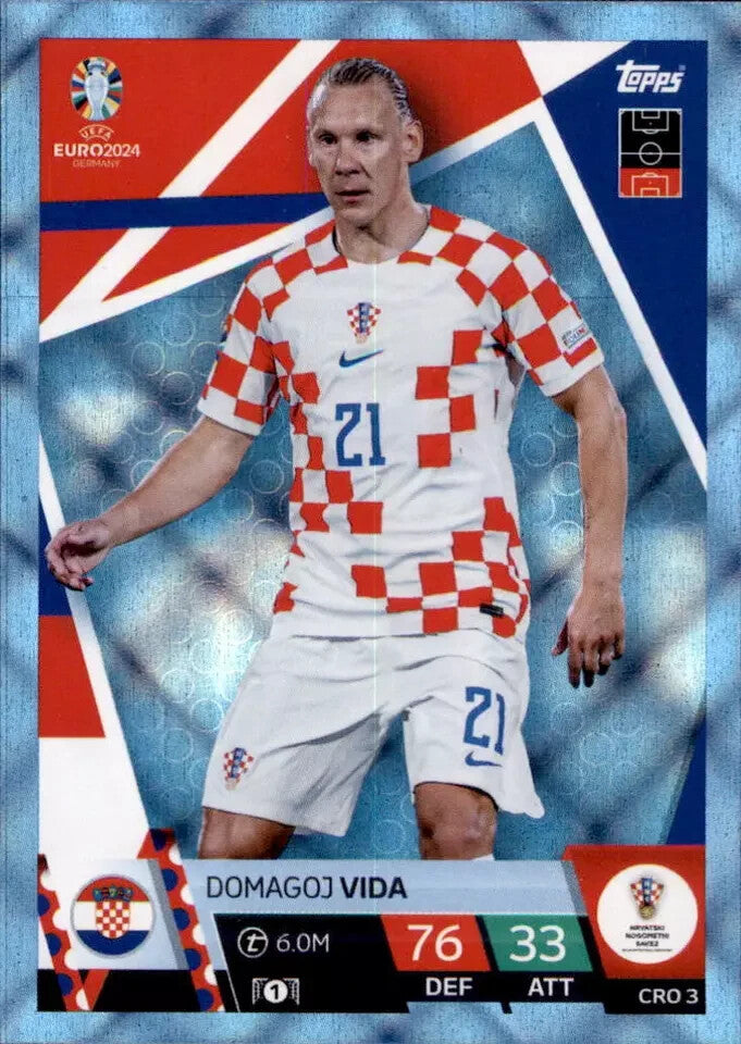Match Attax Euro 2024 Domagoj Vida Croatia Crystal Parallel Blue Topps UEFA Card